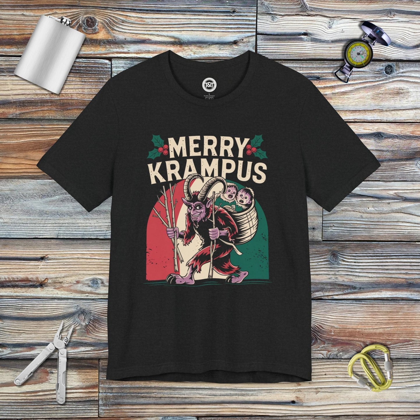 Tavern and Trail T-Shirt Merry Krampus T-Shirt Solid Black Blend / S