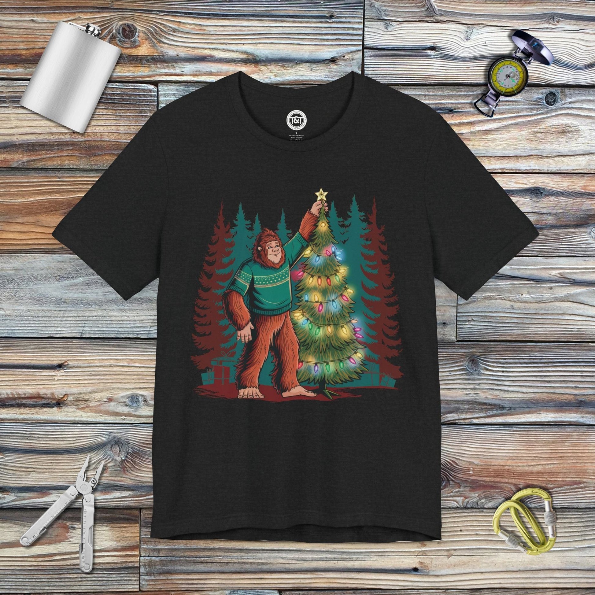 Tavern and Trail T-Shirt Merry Squatchmas T-Shirt Solid Black Blend / S