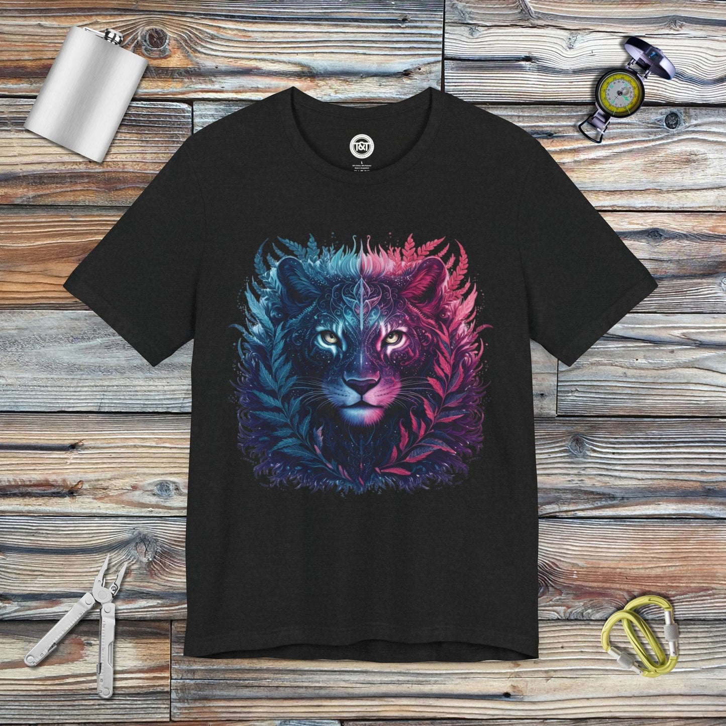 Tavern and Trail T-Shirt Mystic Mountain Lion T-Shirt Solid Black Blend / S