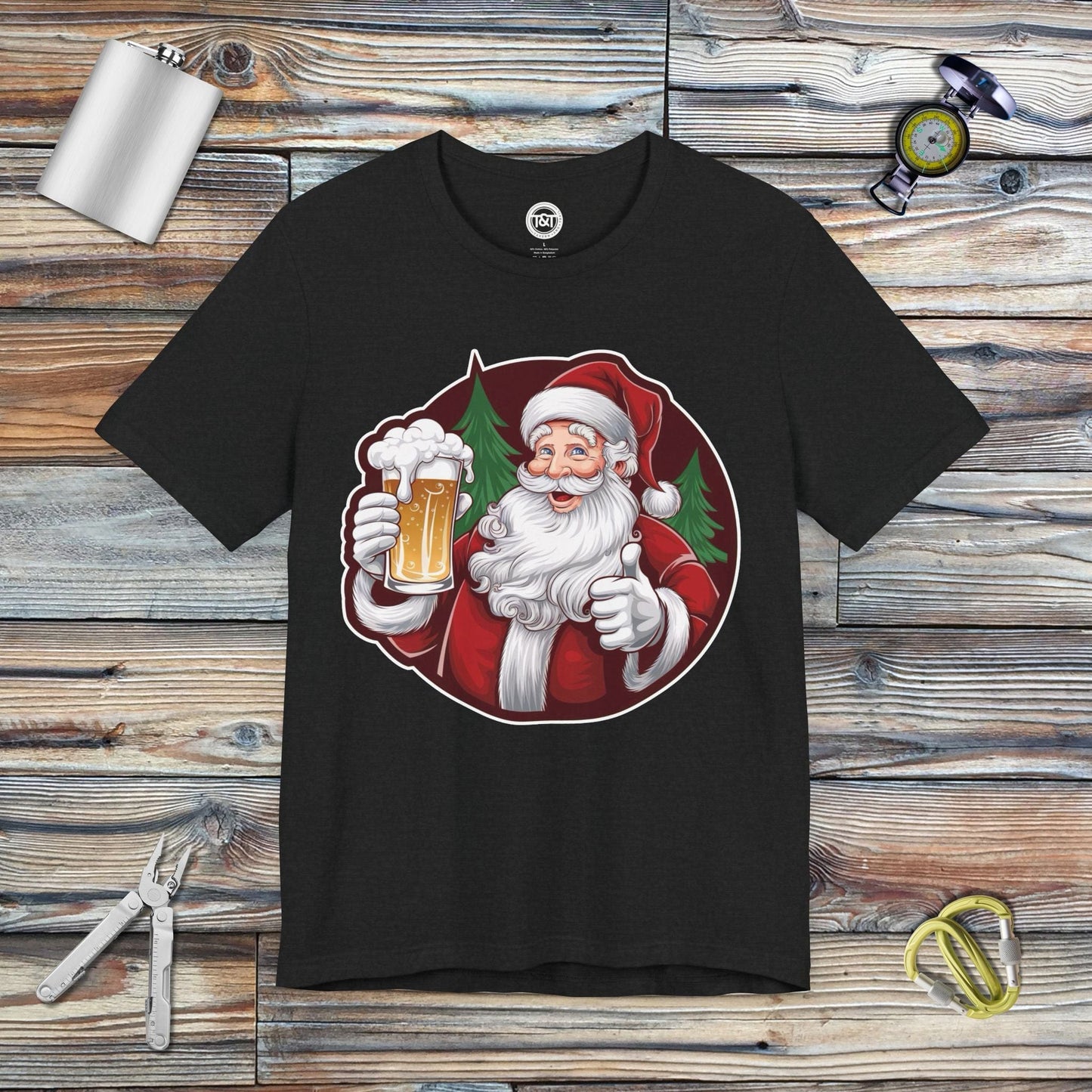 Tavern and Trail T-Shirt Santa Brews T-Shirt Solid Black Blend / S