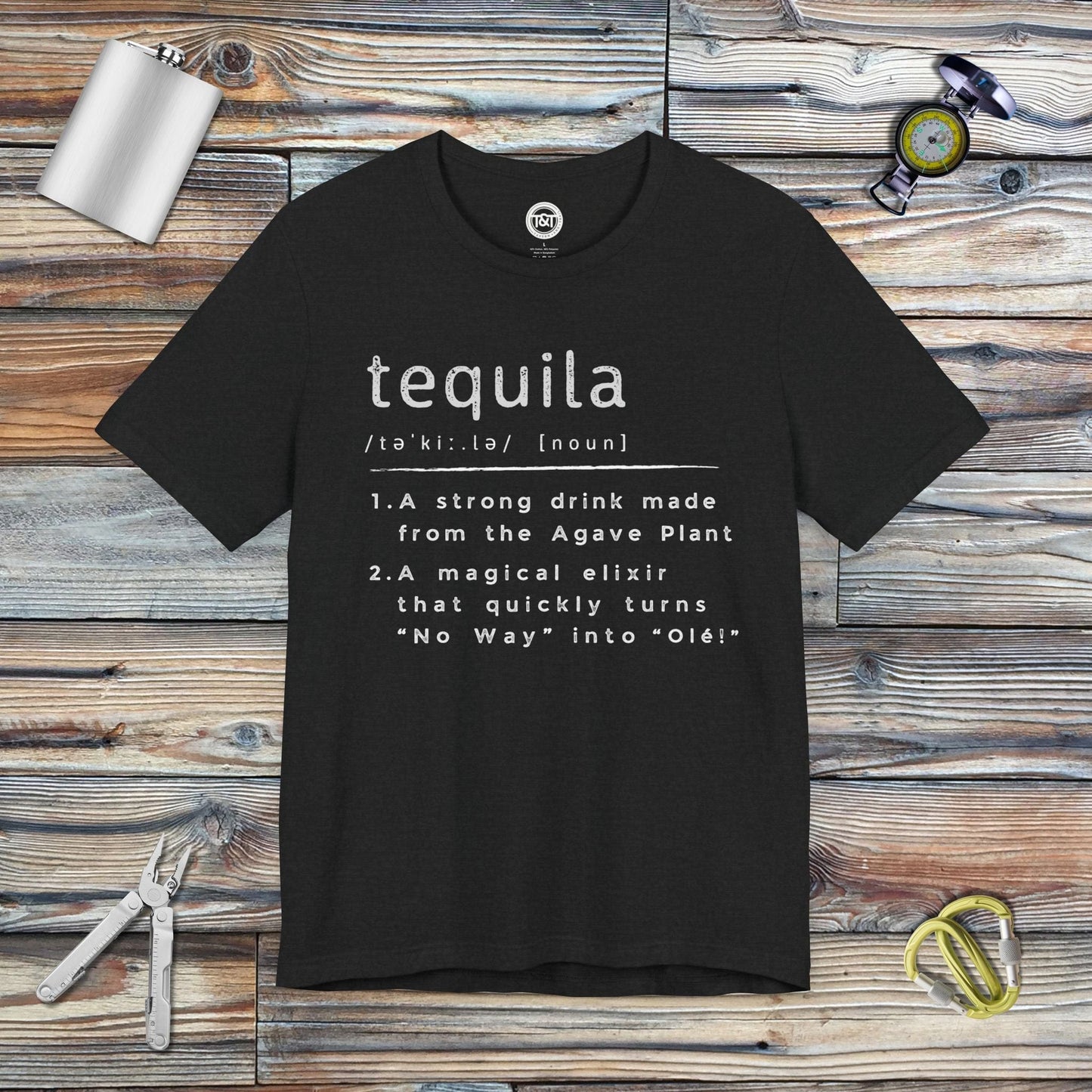 Tavern and Trail T-Shirt Tequila (Noun) T-Shirt Solid Black Blend / S