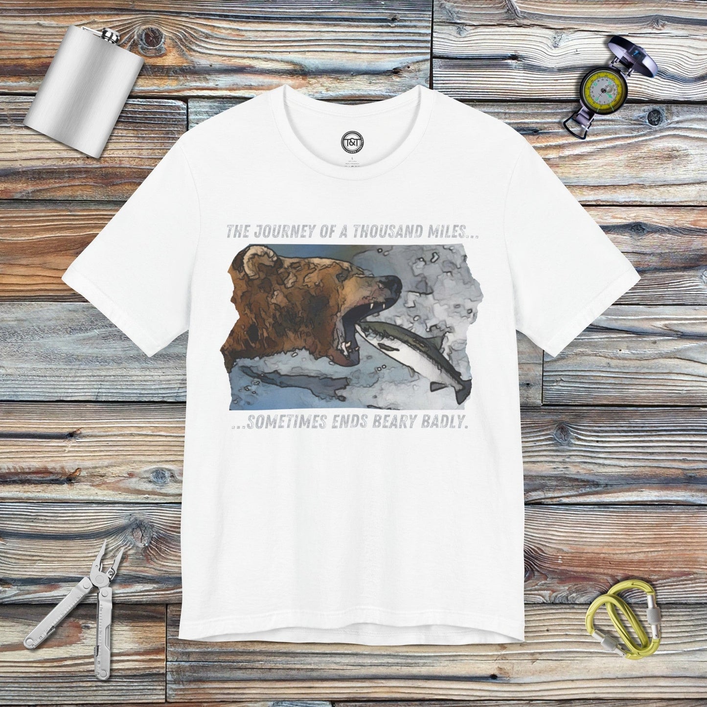 Tavern and Trail T-Shirt Beary Bad Journey T-Shirt White / S