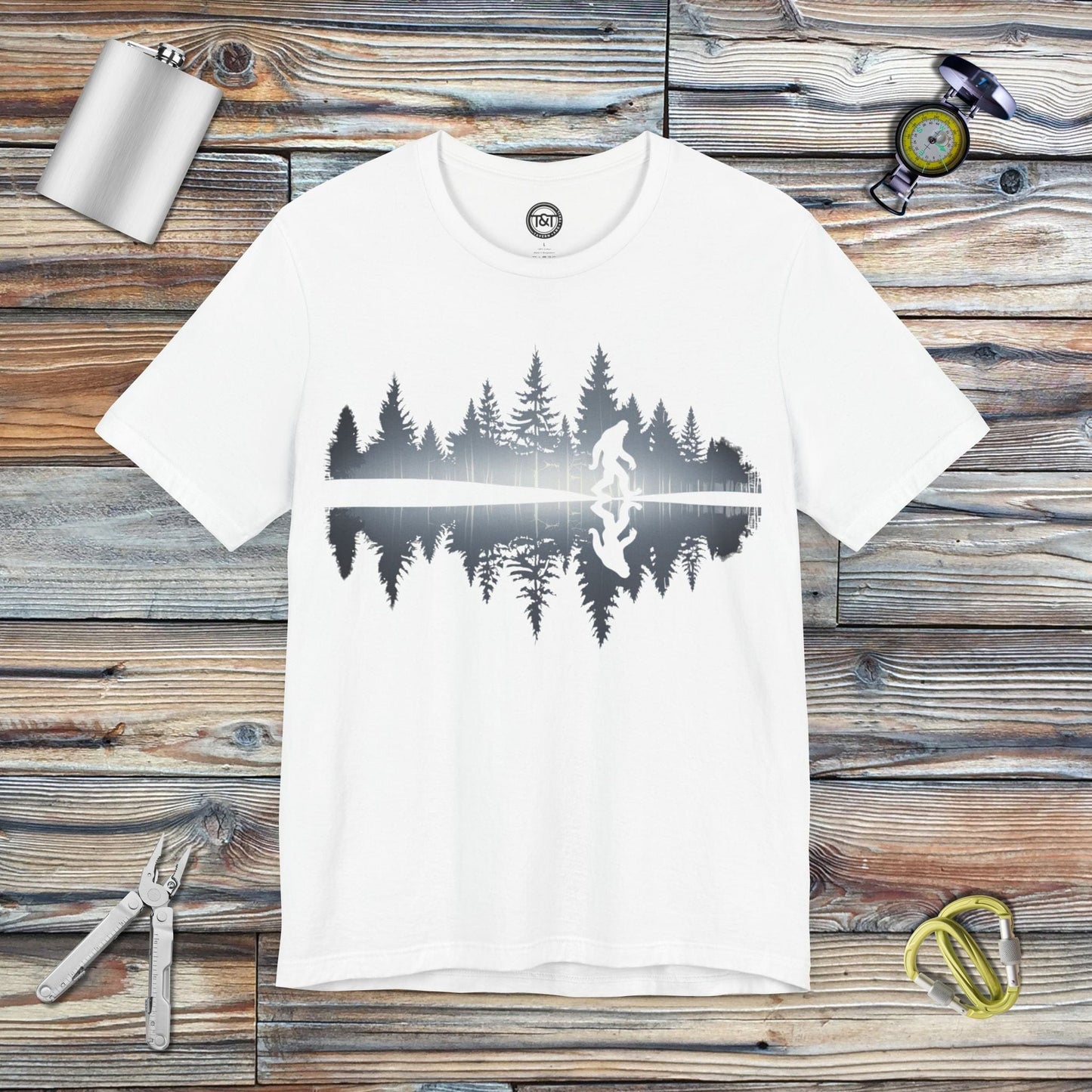 Tavern and Trail T-Shirt Bigfoot Reflection T-Shirt White / S