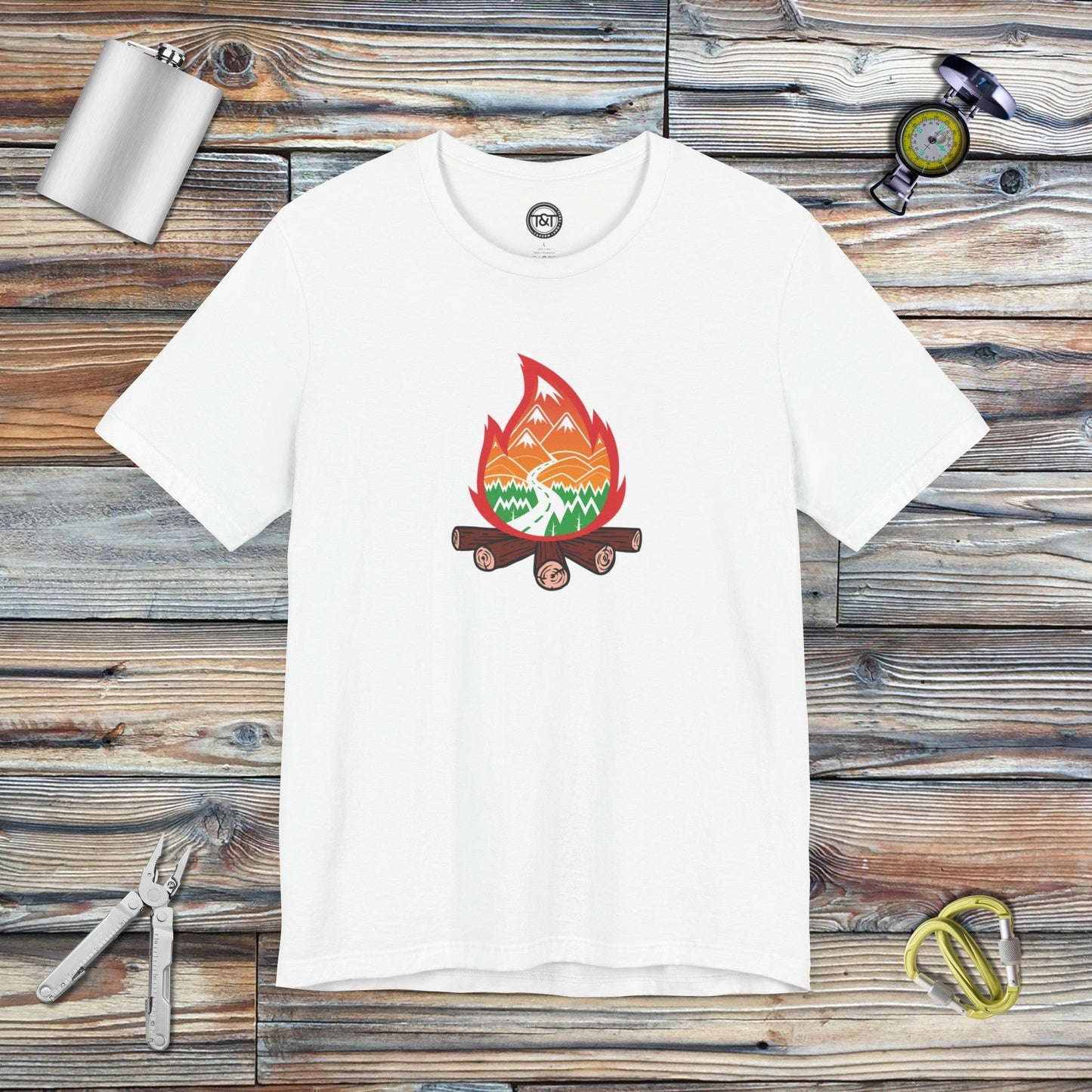 Tavern and Trail T-Shirt Campfire Icon T-Shirt White / S