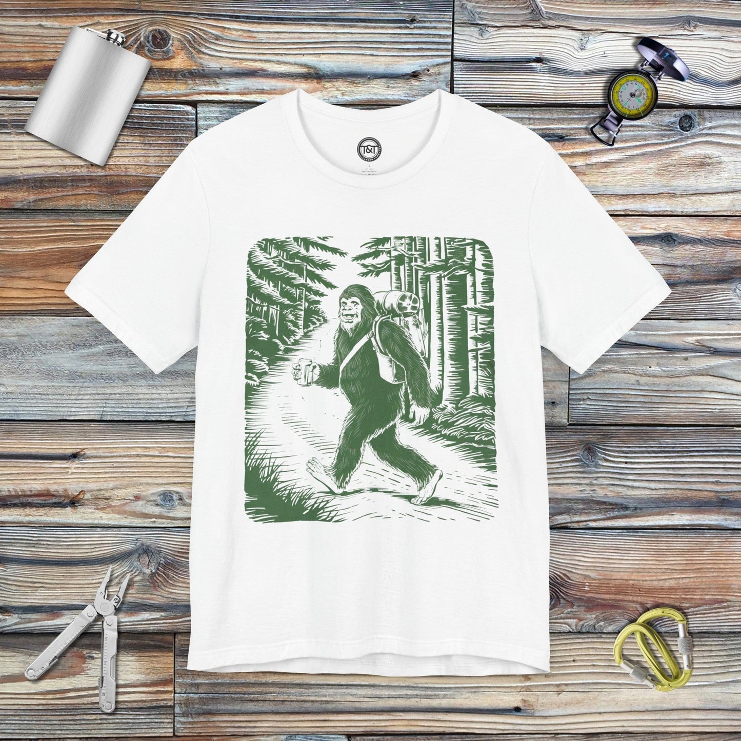 Tavern and Trail T-Shirt Happy Sasquatch T-Shirt White / S