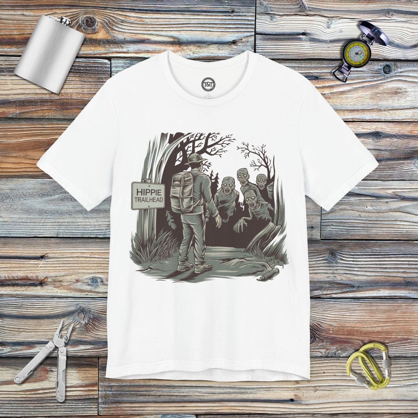 Tavern and Trail T-Shirt Hippie Trailhead T-Shirt White / S