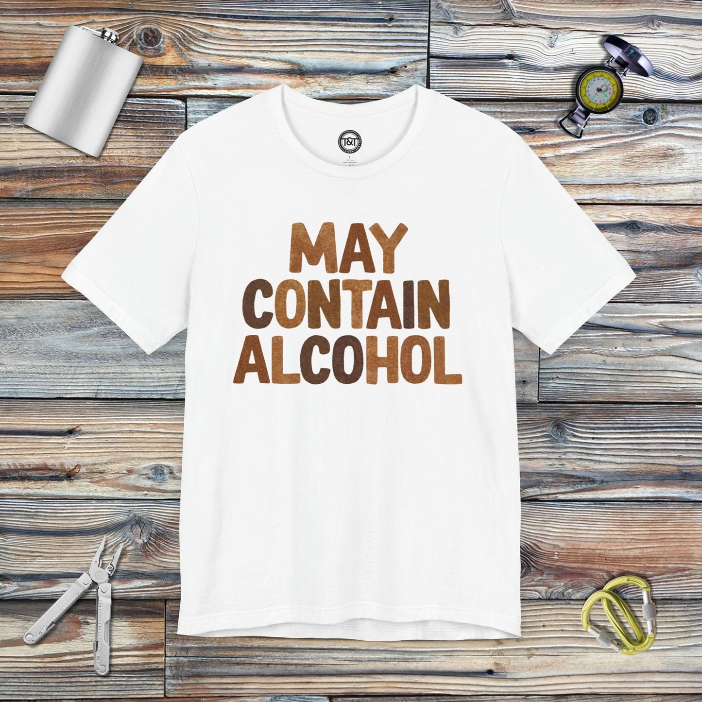 Tavern and Trail T-Shirt May Contain Alcohol T-Shirt White / S