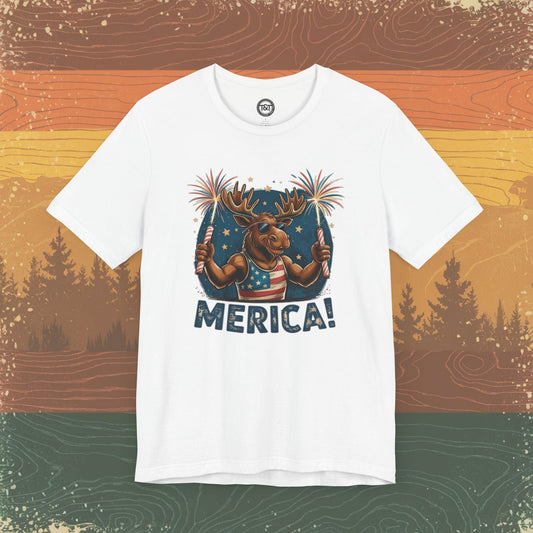 Tavern and Trail T-Shirt Merica Moose T-Shirt White / S