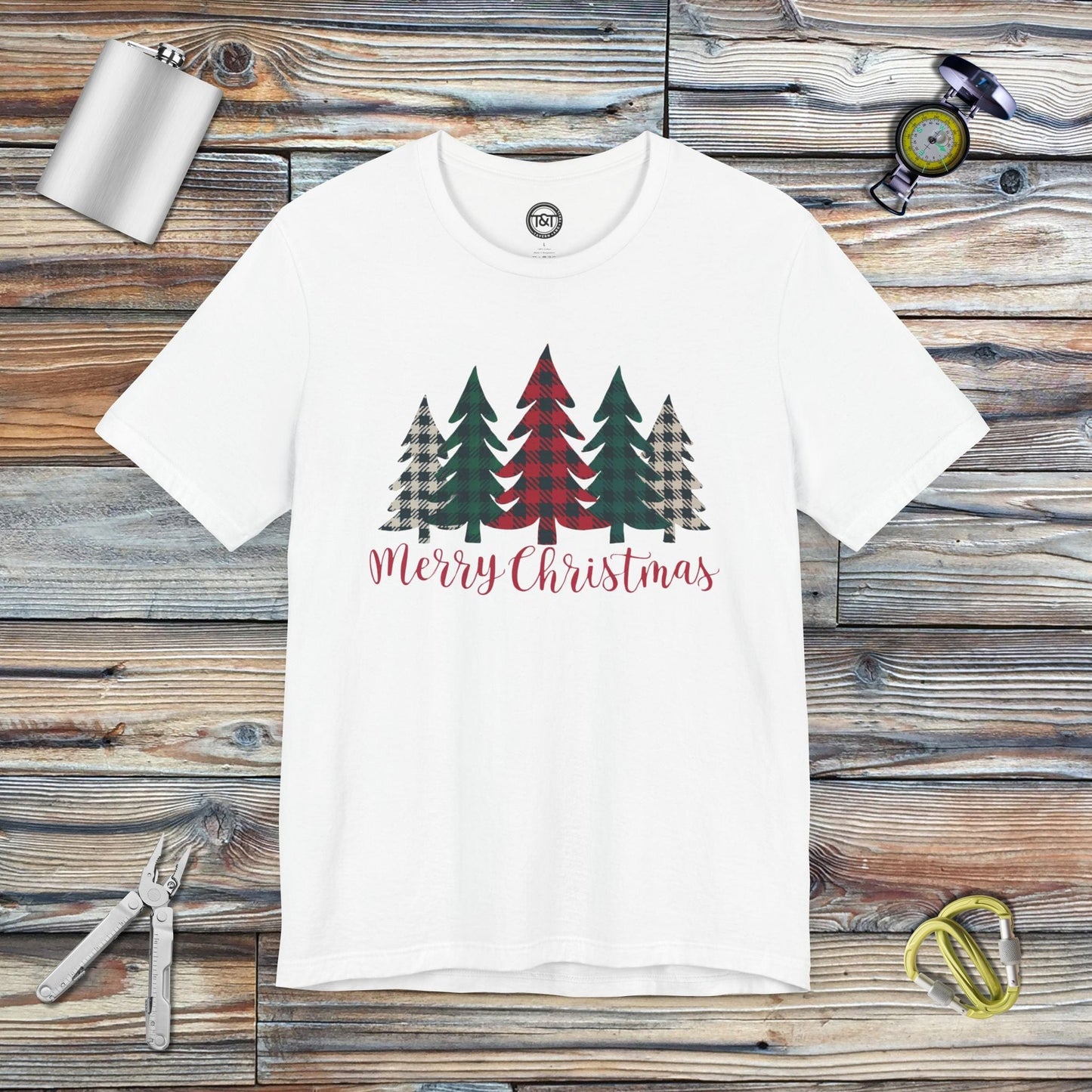 Tavern and Trail T-Shirt Merry Christmas Trees T-Shirt White / S