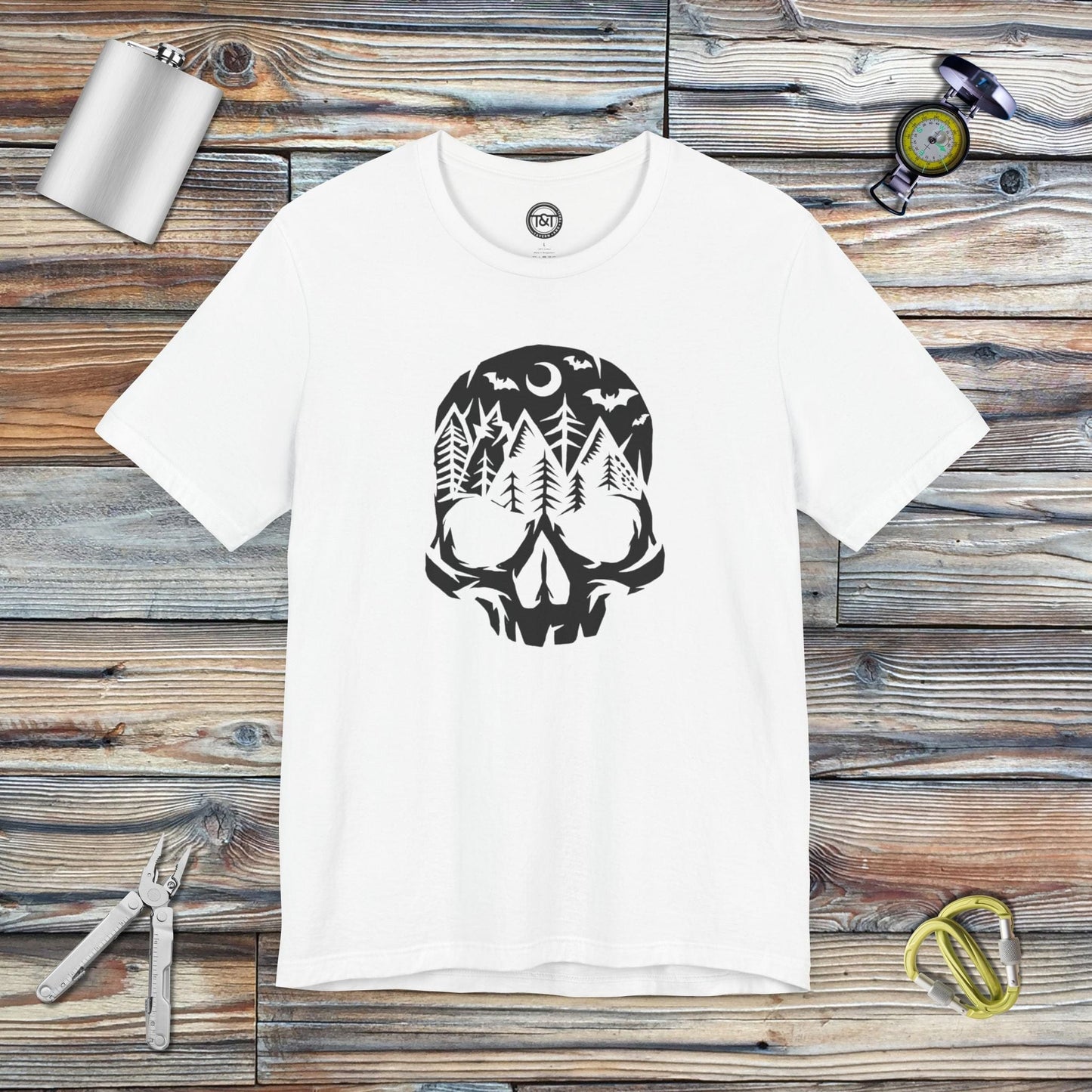 Tavern and Trail T-Shirt Mountain Skull T-Shirt White / S