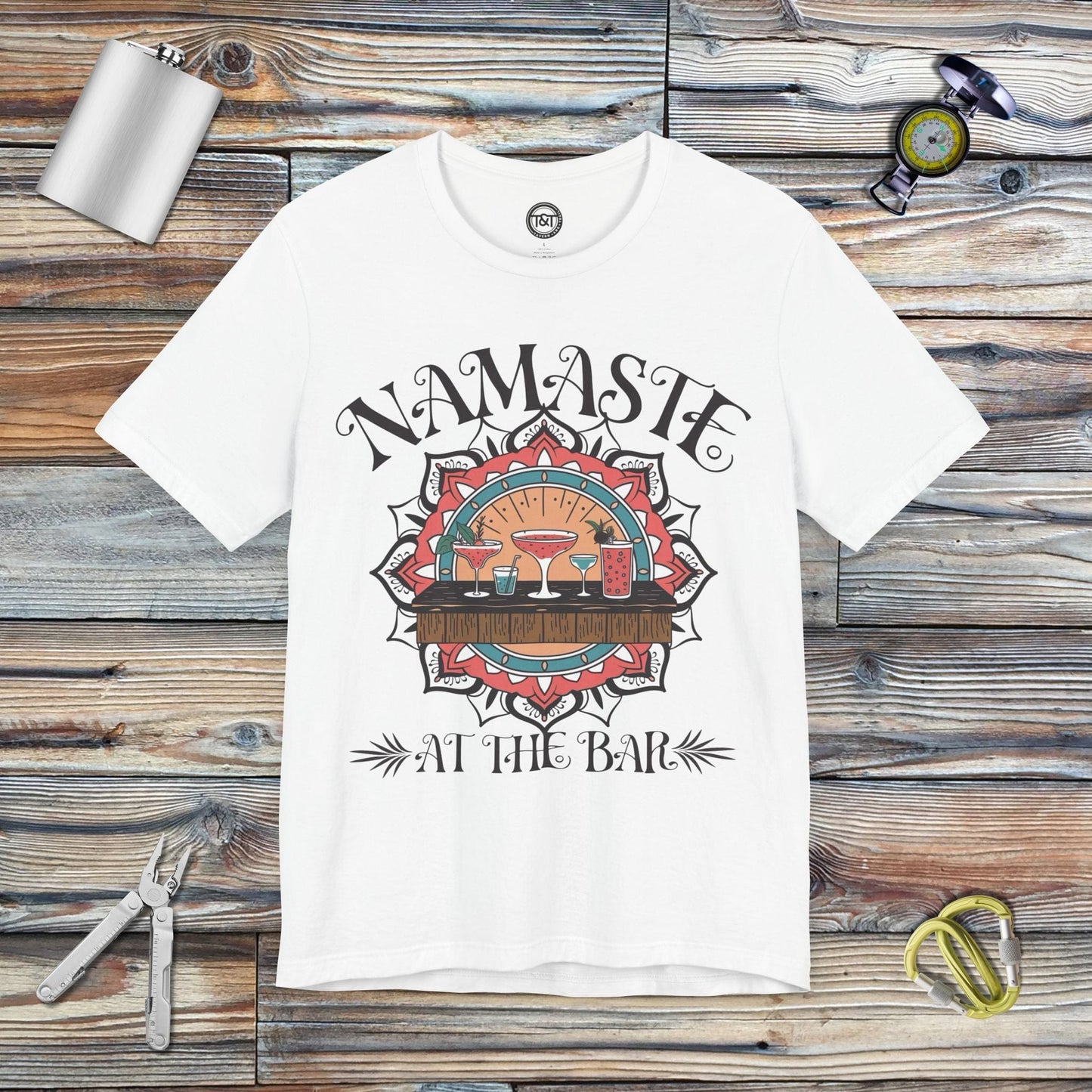 Tavern and Trail T-Shirt Namaste at the Bar T-Shirt White / S