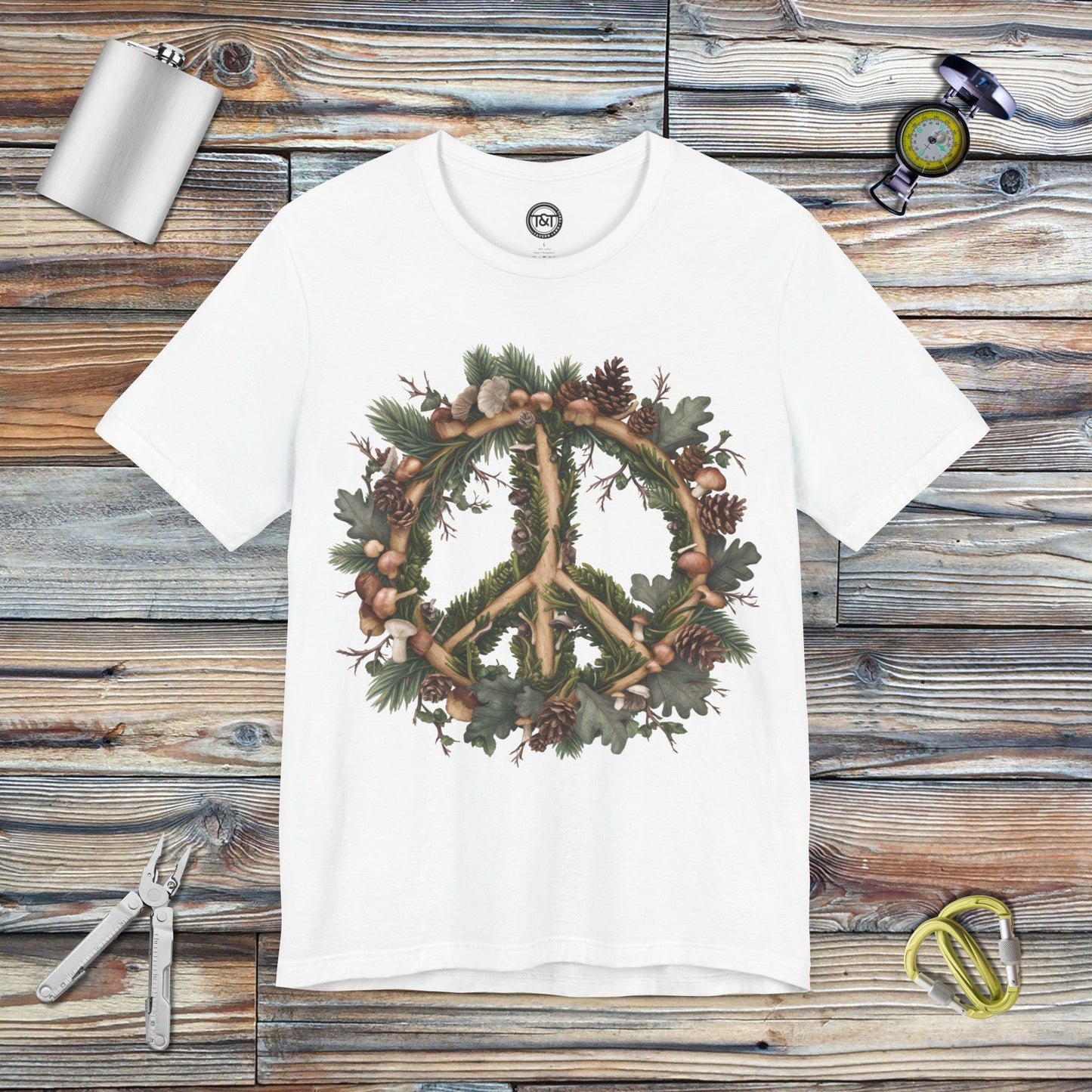 Tavern and Trail T-Shirt Peace Wreath T-Shirt White / S