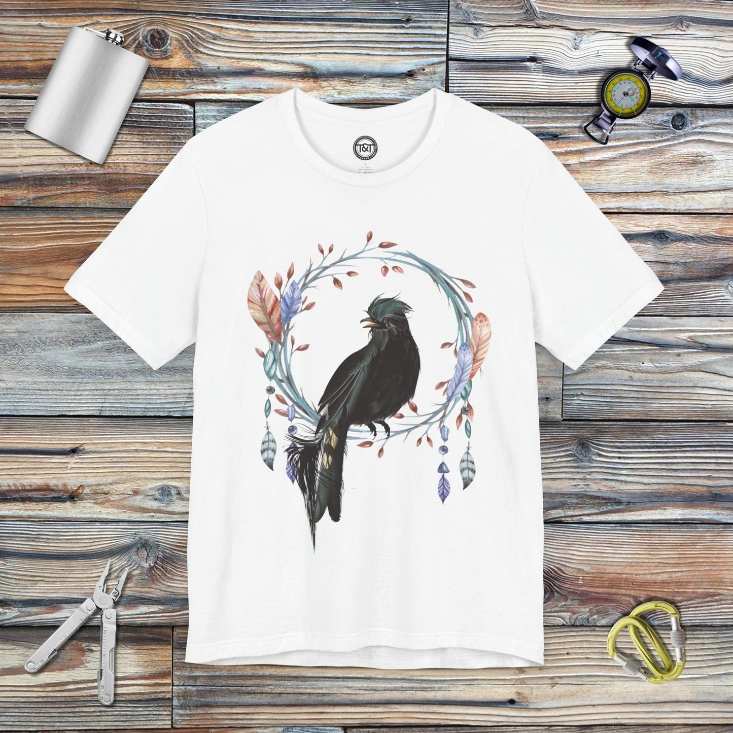 Tavern and Trail T-Shirt Raven's Wreath T-Shirt White / S