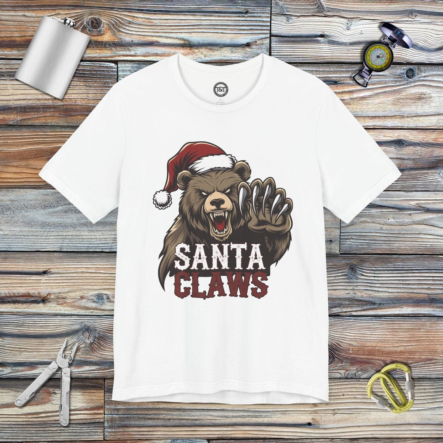 Tavern and Trail T-Shirt Santa Claws T-Shirt White / S