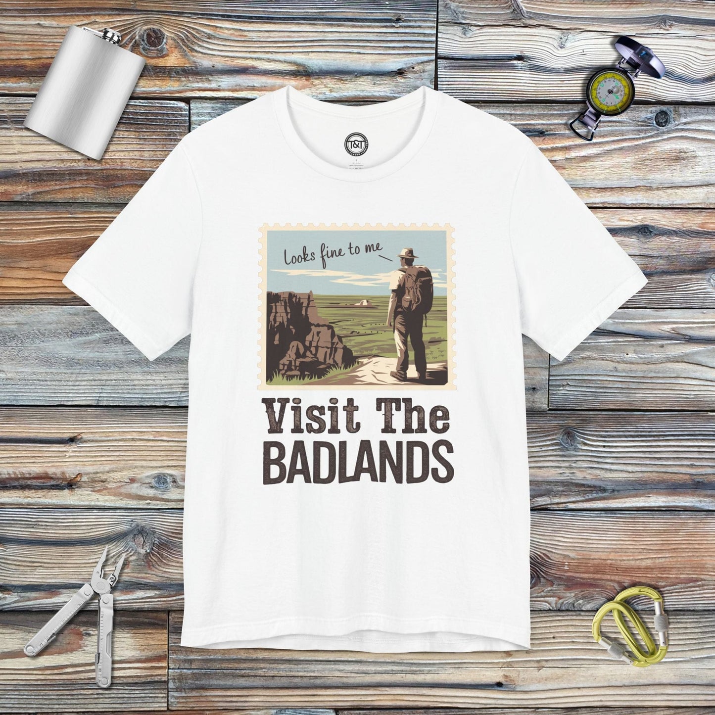 Tavern and Trail T-Shirt Visit the Badlands T-Shirt White / S