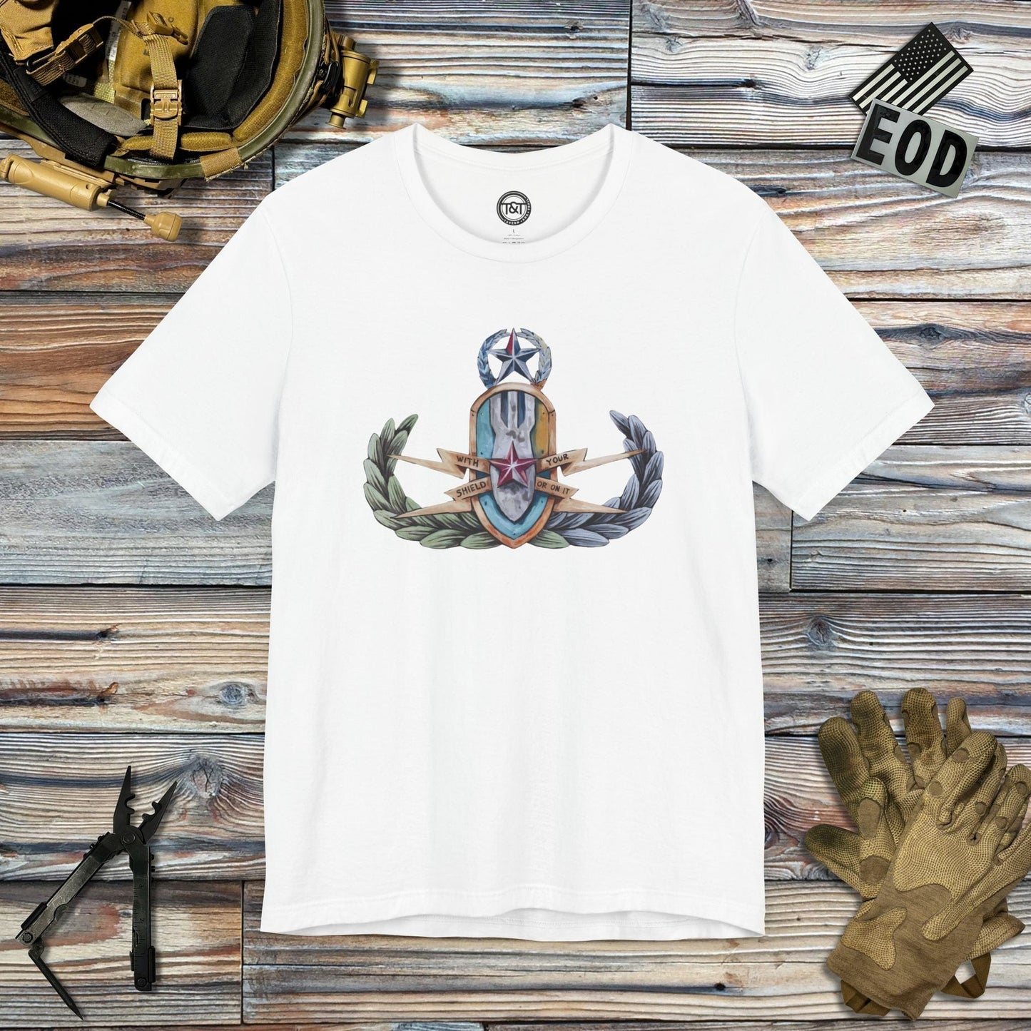 Tavern and Trail T-Shirt With Your Shield Crab T-Shirt White / S