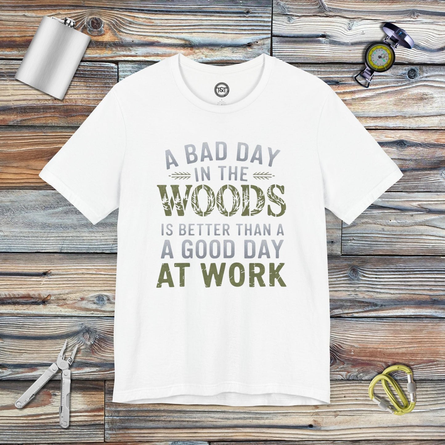 Tavern and Trail T-Shirt Woods vs Work T-Shirt White / S