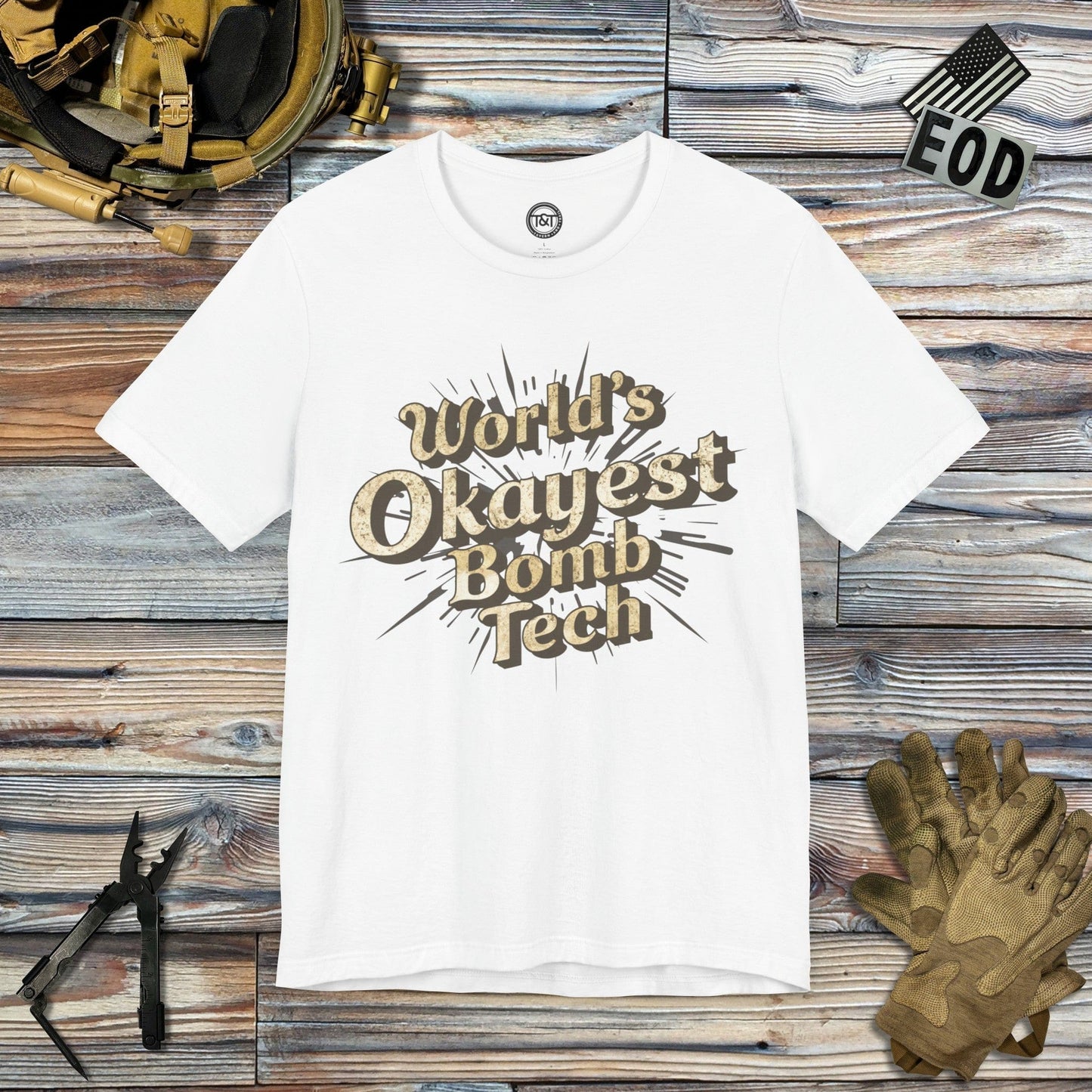 Tavern and Trail T-Shirt World's Okayest Bomb Tech (Gen 1) T-Shirt White / S